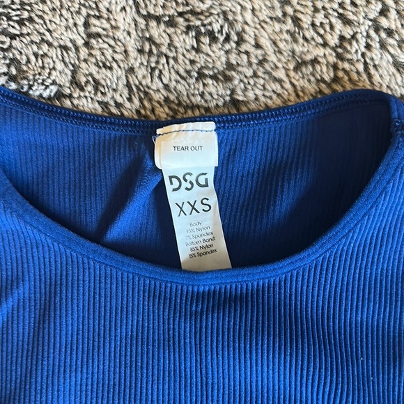 Blue Ribbed Crop Top - Picture 2 of 3